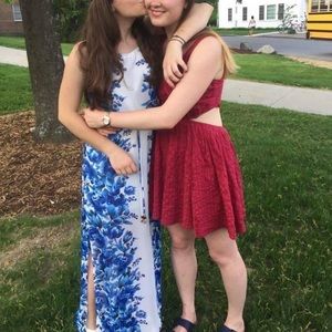 Blue and white floral ~vacation formal~ maxi dress